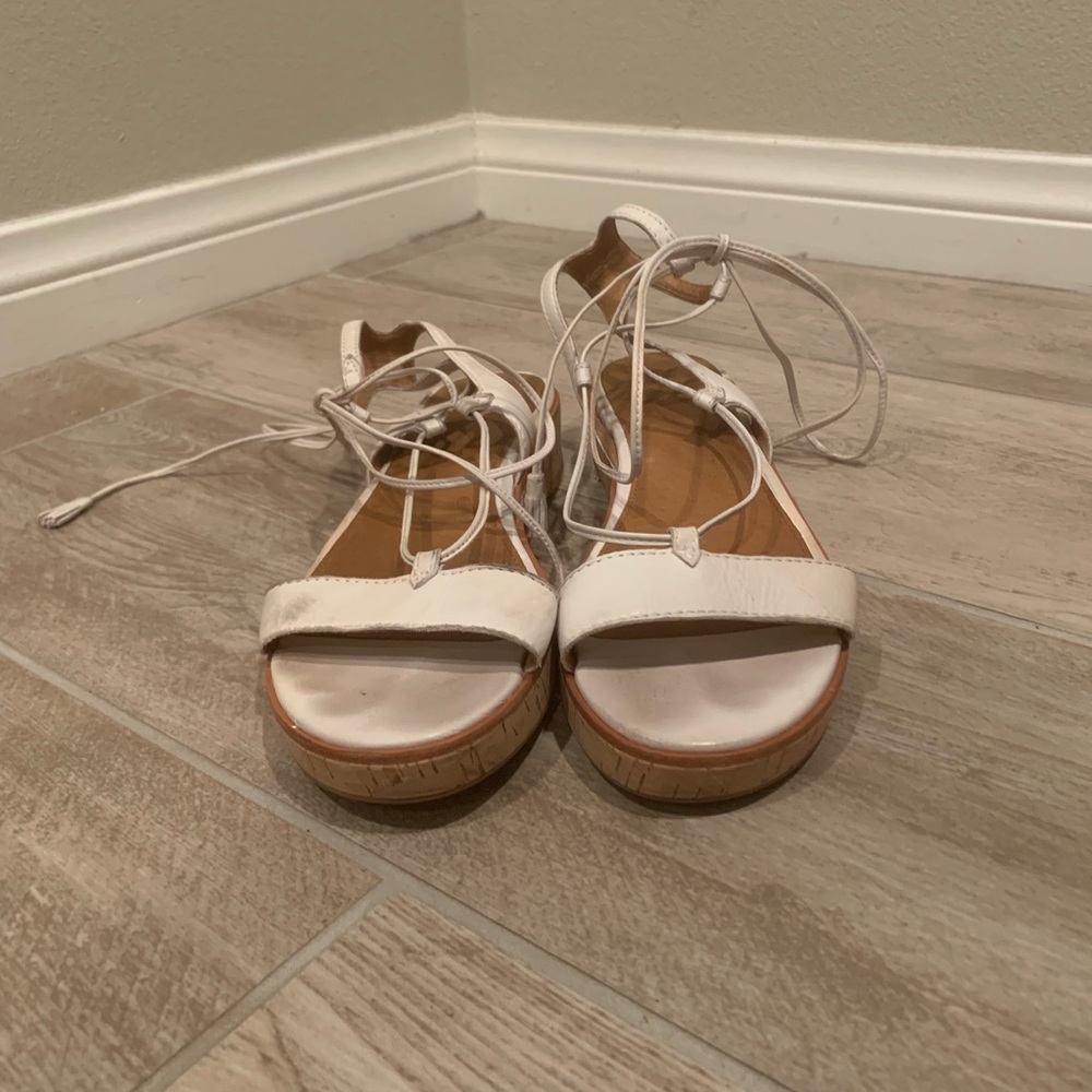 Frye White Lace Up Sandals